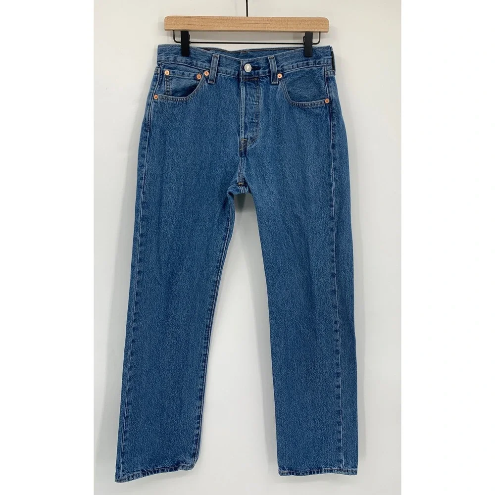 Levis 501 Jeans Mens 30x30 Blue Straight Leg Button Fly Medium Wash Denim Pants